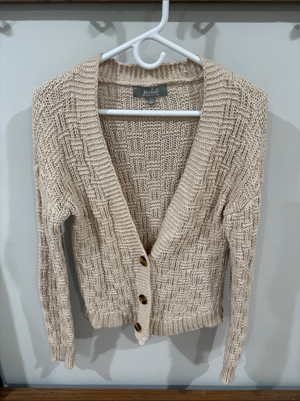 Marled Cream Knit Button-Front Women's Cardigan